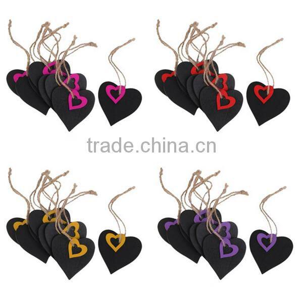 Handmade Mini Heart Shaped Hanging Wooden Blackboard Gift Price Tags Decor