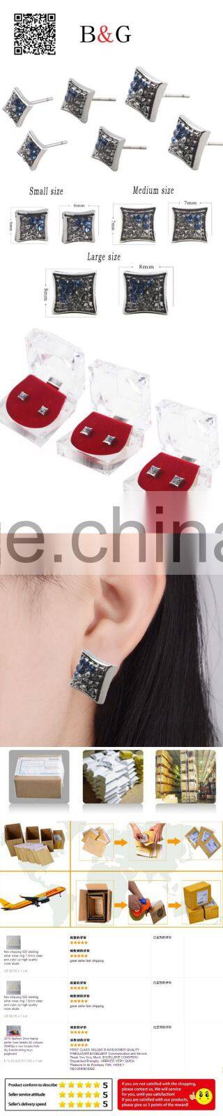 Customized New 2016 Latest Fashion 925 Sterling Silver Diamond Hiphop Earring For Young Women Wholesale
