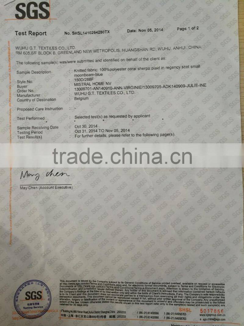 Dobby plaid blanket ,passed OEKO ,100% polyester knit fabric