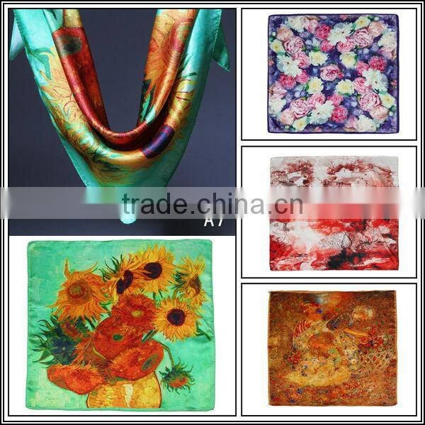Fashion Digital Sunflower Printed Rainbow Scarf