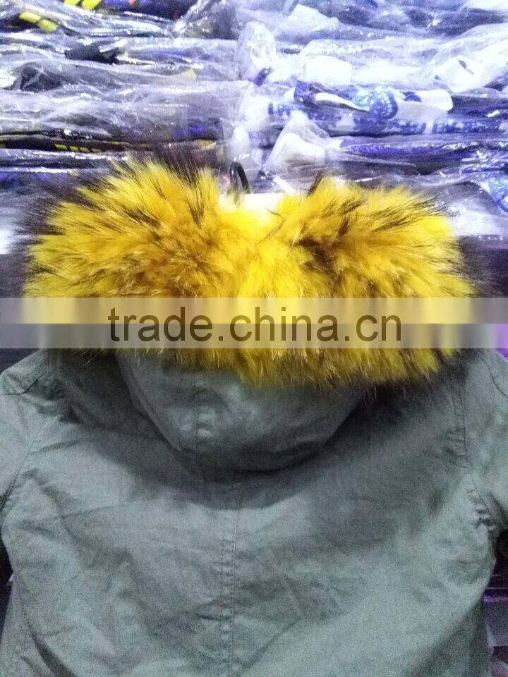 Parka Kids Wear 2015 Coat Jackets For Children Clothing Factory Girls' Faux Fur-Lined Army Coat Kid Clothes Fur Coat