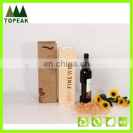 Cheap wooden wine box with sliding lid for single bottle wood box