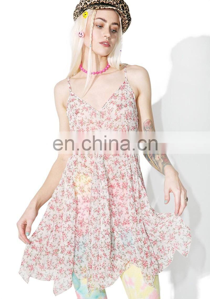 New Fashion Chiffon Women Casual One Piece Dress in Floral Print