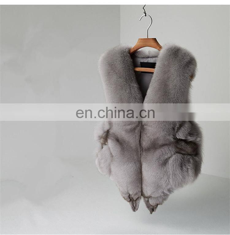 2017 Fashionable Women Real Fur Sleeveless Coat Women Genuine Fox Fur Vest
