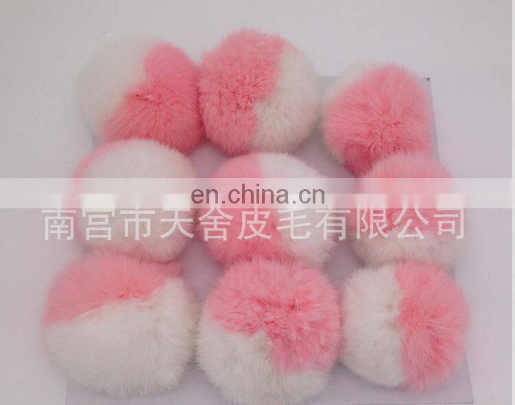 genuine fur trimming for beanie and garment two tone mixed color rabbit fur ball from china