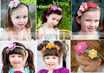 2014 Crochet Newborn Baby Headband With Flowers Photo prop