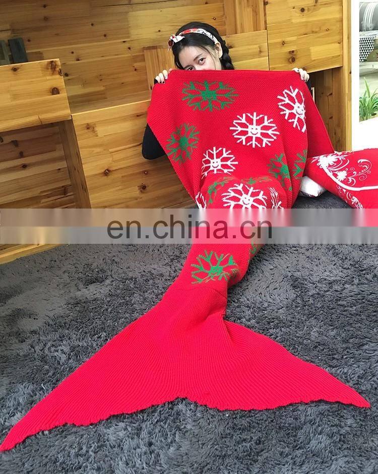 Popular warm soft mermaid tail blanket in winter handmade Christmas gift knitted throw comfortable sleeping bags mermaid blanket