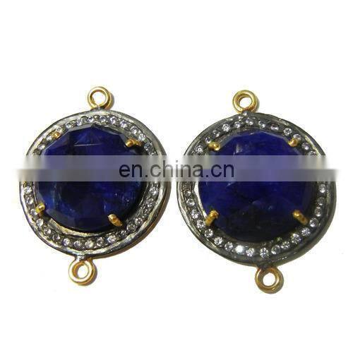 Dyed Emerald Cz Set Gemstone Connector