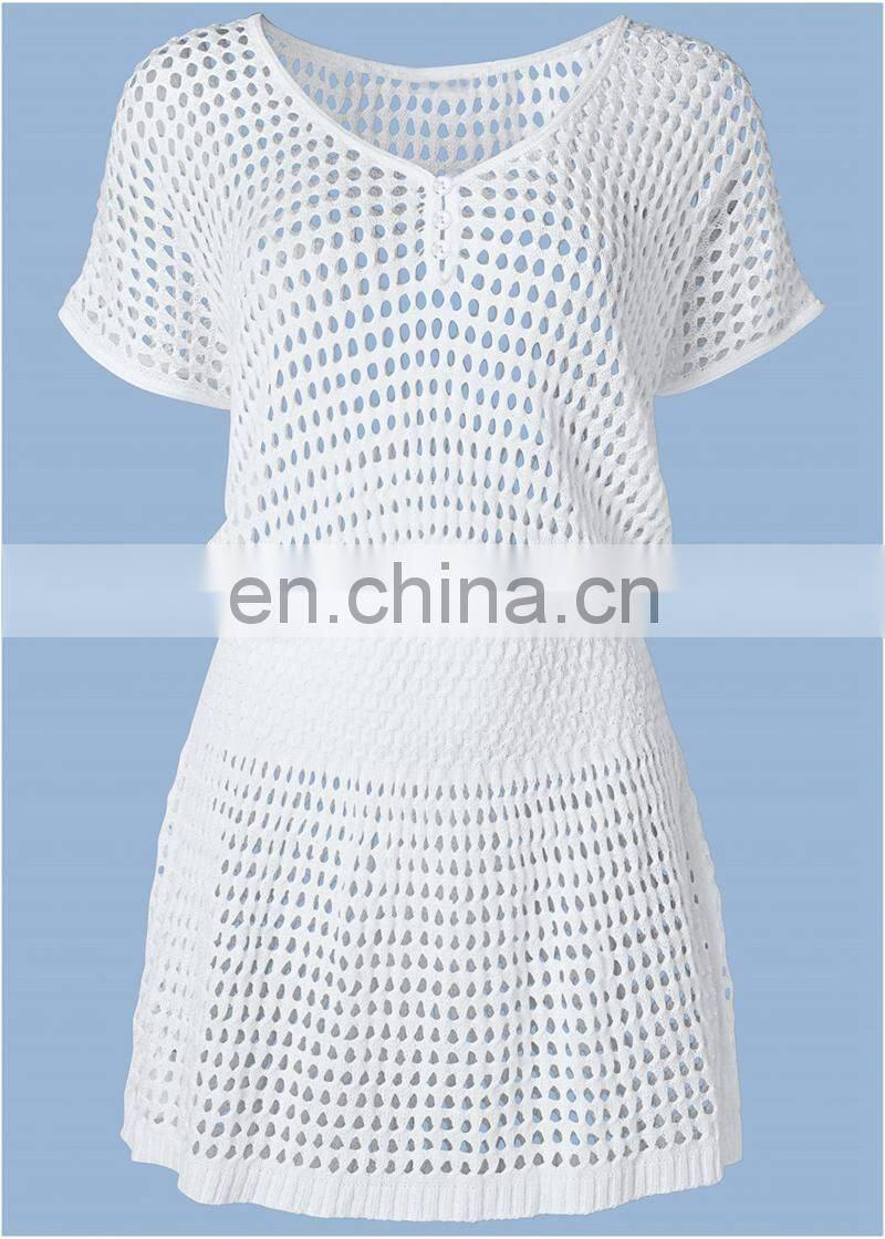Summer women mesh knitted crochet swimsuit dress beachwear