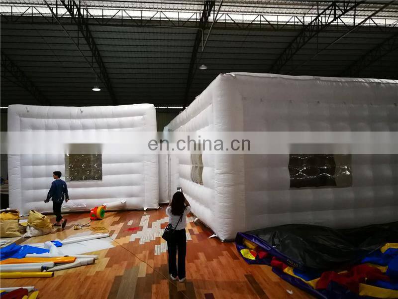 Outdoor big inflatable white square marque with lights for parties and events