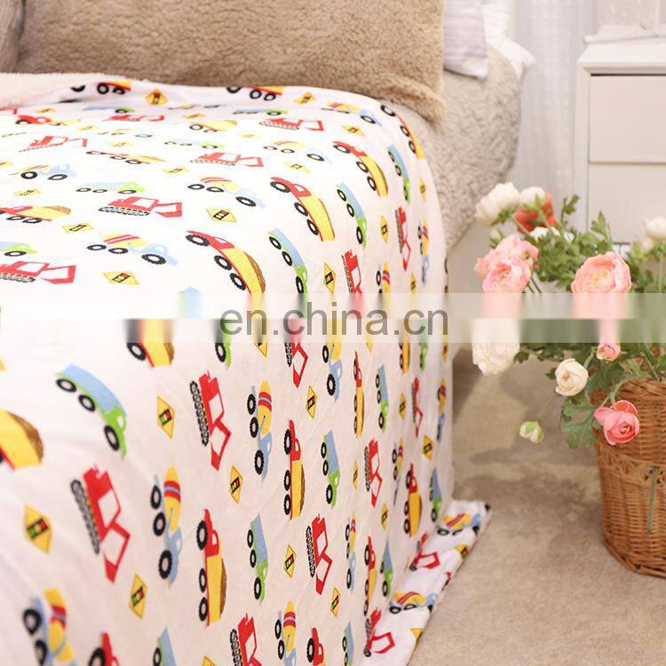 Custom cartoon design soft minky sherpa throw bed sofa blanket