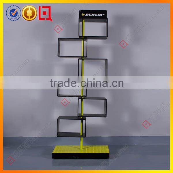 Wood shoe display stand with 2 shelves