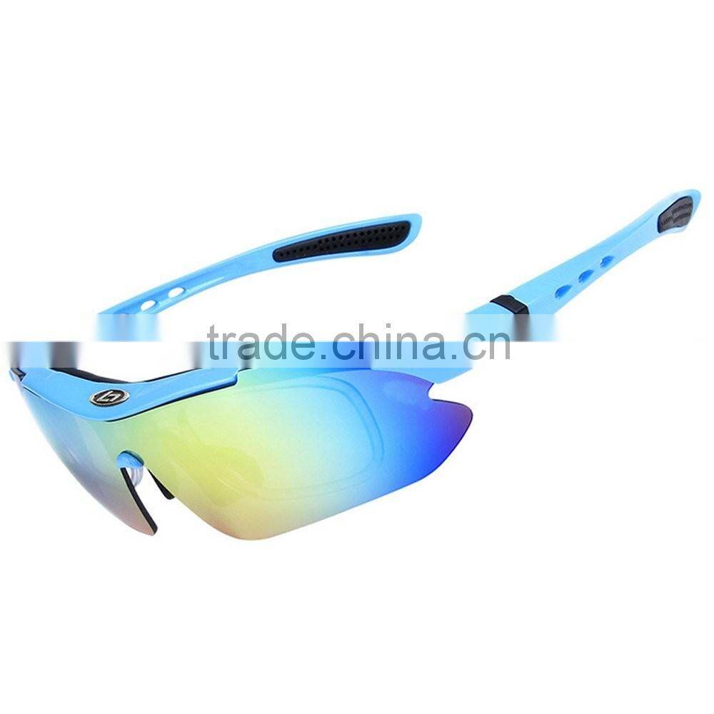 YUANJIU Polarized Anti-UV Cycling Running Sports Sunglasses with 5 Exchangeable Lenses