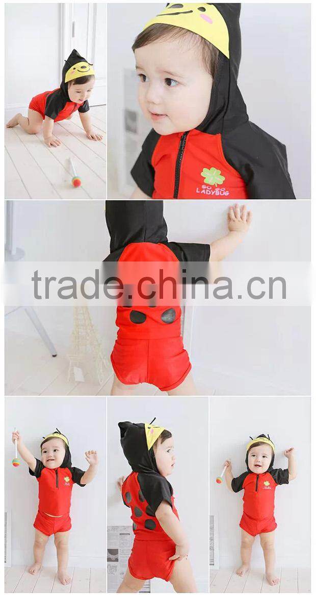 Wholesale tankinis hooded baby swimwear suit with cute animal design for summer