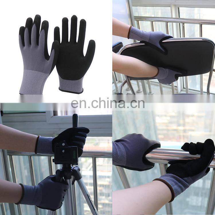 15G Nylon Spandex Stealth Vapor Gloves Non-taintable Nitrile Sandy Coating Gloves Nitrile Coated Work Gloves For Car Repairs