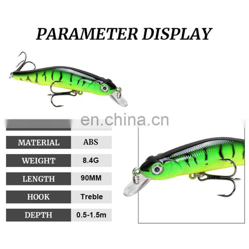 Amazon Middle and High-End Market 90mm 8.4g Wonderful Color Painting Fishing Floating Minnow fishing lure set tackle