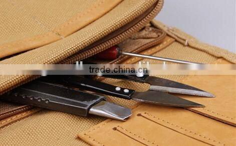 Multifuction High-capacity Genuine Leather and canvas Travel Data Cable Line Cellphone Camera Storage Bags Organizer Bag