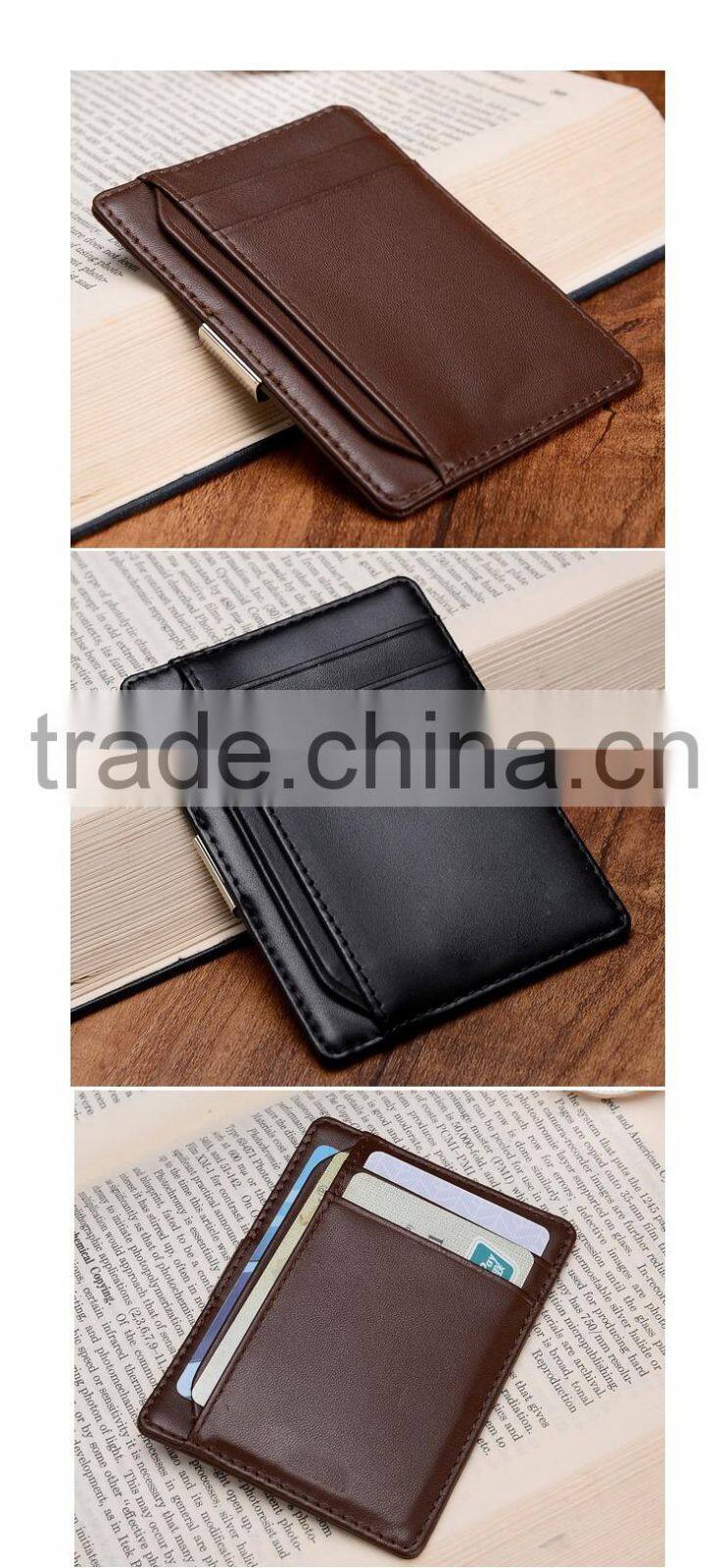 New design nappa leather credit card holder with money clip