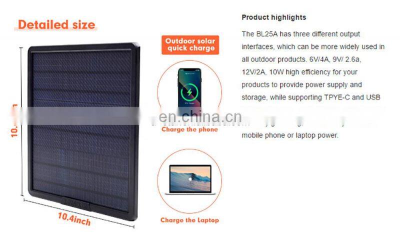 6V 9V 12V 25000mAH Waterproof Trail hunting Camera solar panel charger for outdoor cctv camera