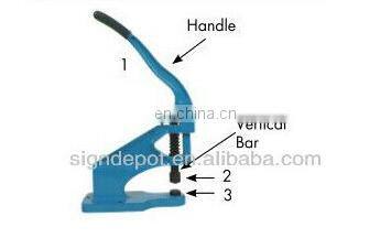 Grommet Machine: 1 grommet machine, 3 Dies (different size) & 900 Grommets Eyelet Hand Press Tool