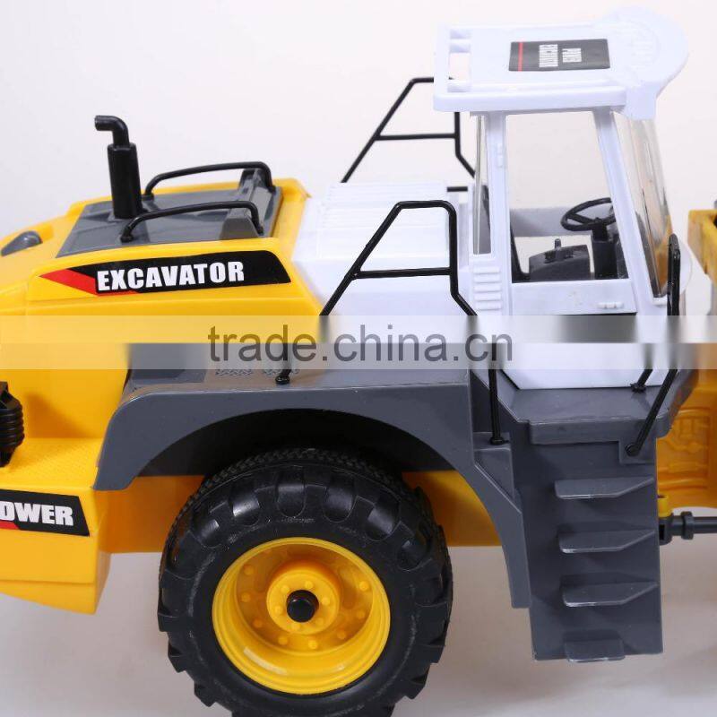 Outdoor big white+yellow color plastic rc excavators for kid