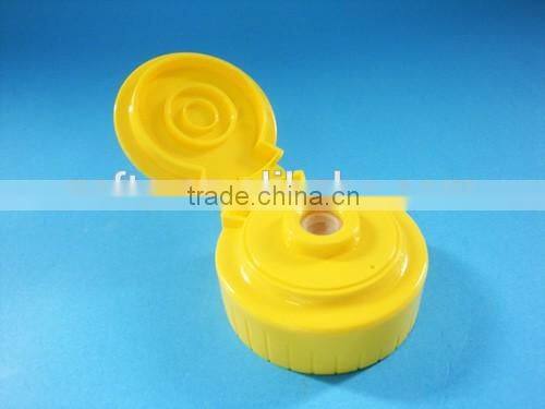 Plastic yellow flip top cap with liner 38-400/ 38mm closure ribbed cap for honey bottle