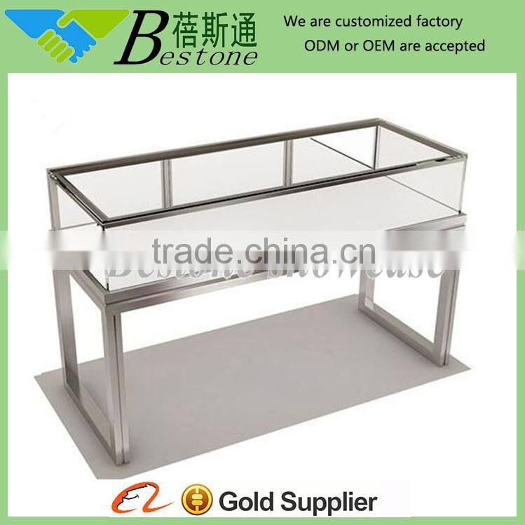 wholesale stainless steel display stand showcase with glass sliding door