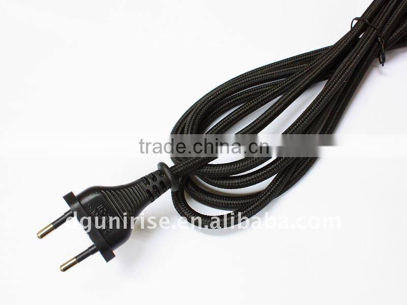 European coloured braided cover power cord cable