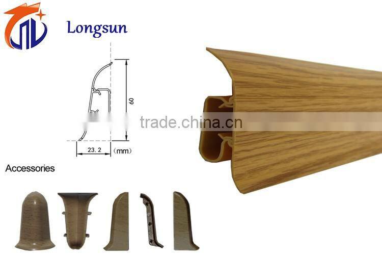 Cheap price polyurethane flooring baseboard pvc moulding ( size 2700*54mm)