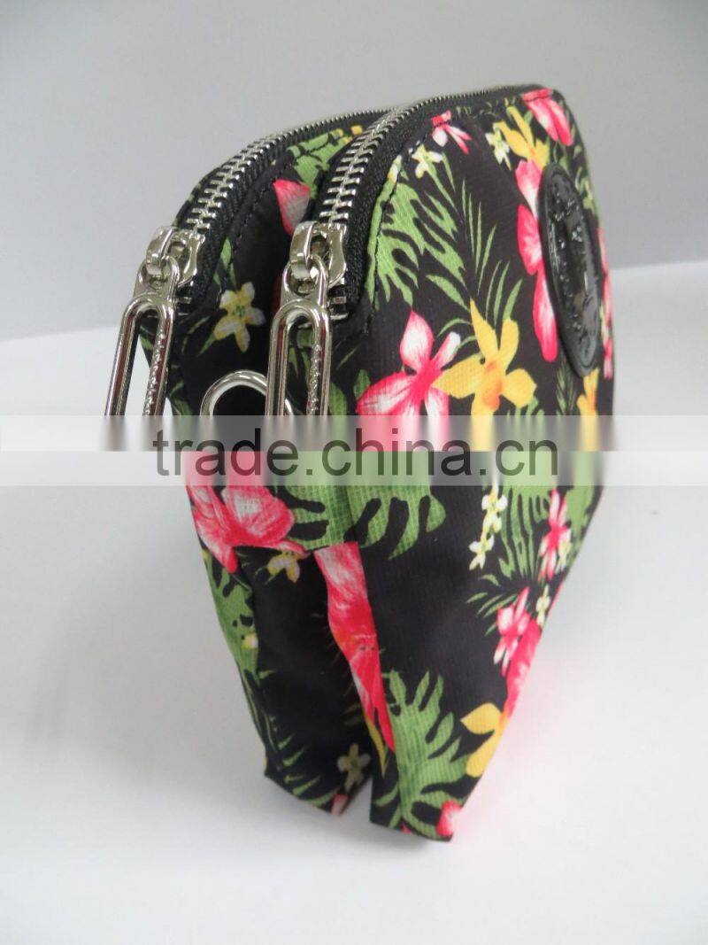 2016 new design ladies flower shoulder bags with double zipper closure