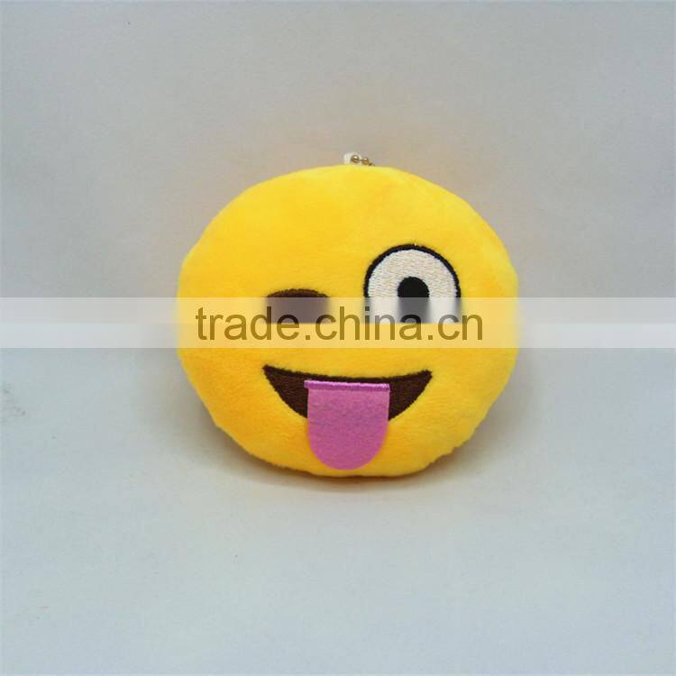 Yellow Soft Emoji Smiley Emoticon Keyring Round Cushion Plush Toy Doll Keychain/BEST GIFT Lovely Emoji Emoticon Round Cushion
