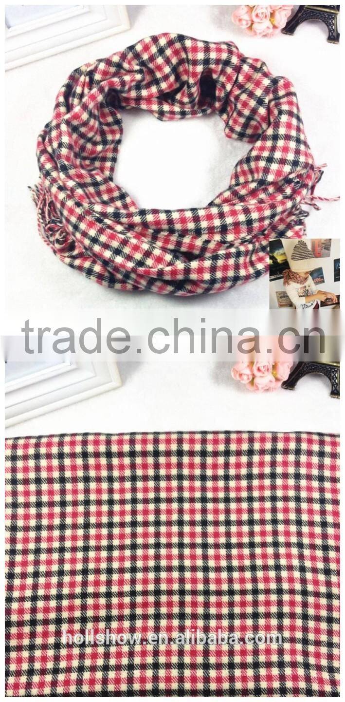 Fashion Classic Baby Boys Girls Autumn Winter Checked Plaid Knitted Scarf With Tassels