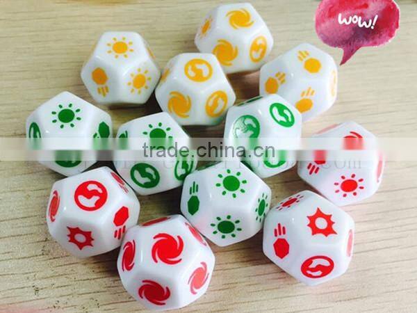 white 12 sided number laser engraved dice