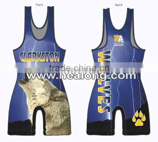 low price sleeveless youth cheap sublimated wrestling singlets for sale