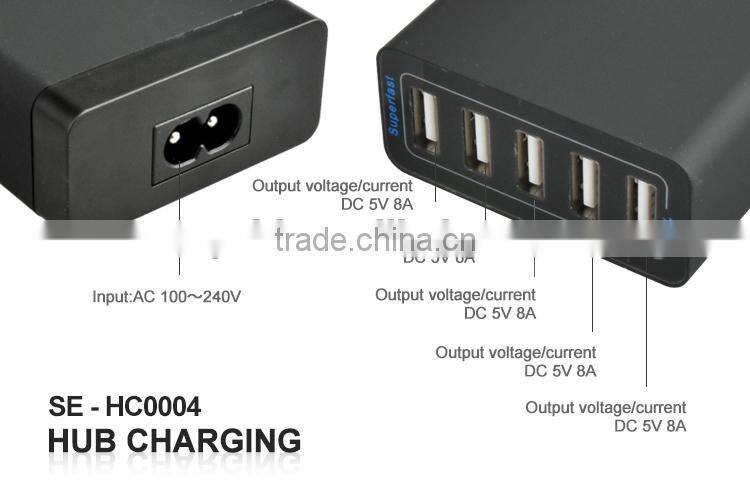 Multi function 5 port usb hub charger