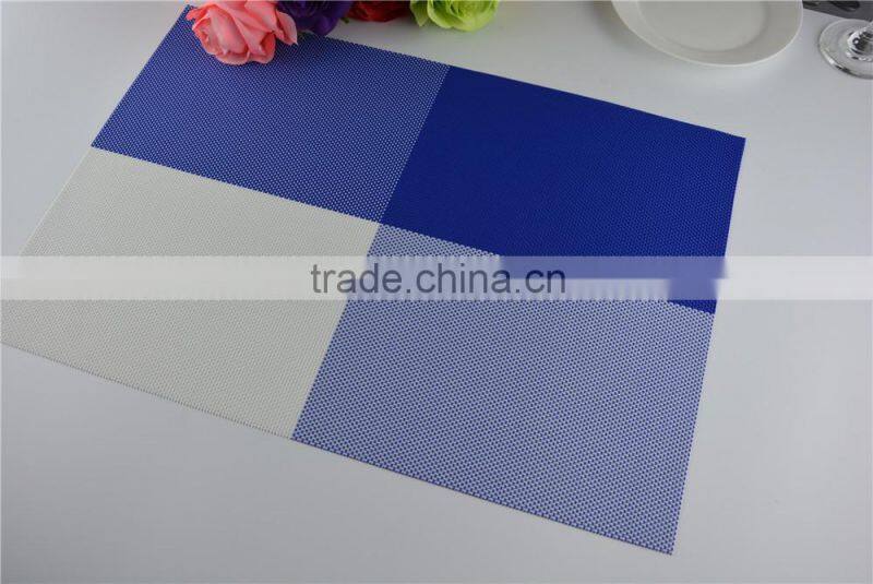 Newest PVC blue grid Placemat fashion pvc dining tab0le mat disc pads bowl plates coasters waterproof table cloth pad