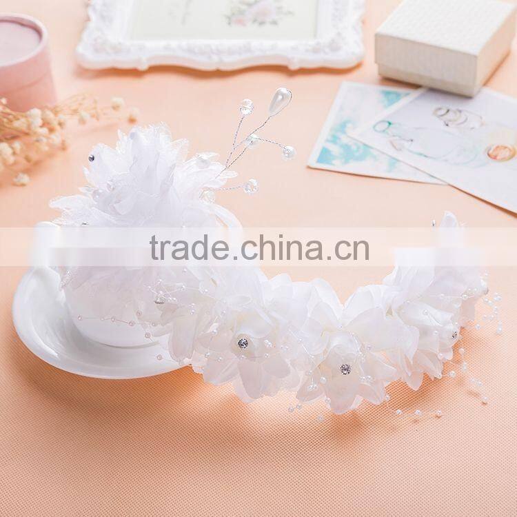 White Fabric Flower Bridal Headdress Elegant Wedding Party Hair Headbands Accessories SCC0302