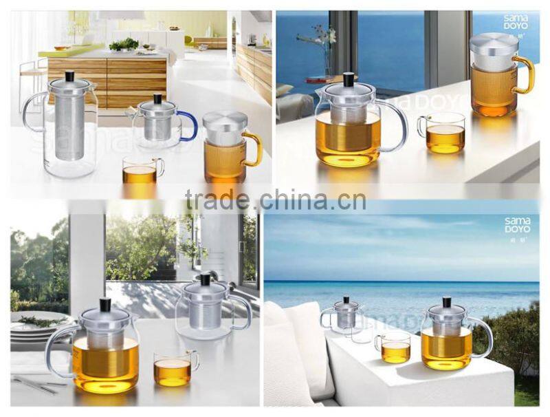 SAMADOYO 400ML Handblown High Borosilicate Glass Teapots With Stainess Steel Infuser