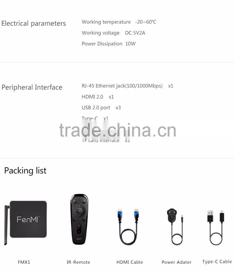 FenMi X1 tv box RK3368 2g 16g unified space android 5.1 kodi tv VS zidoo x6 pro android kodi