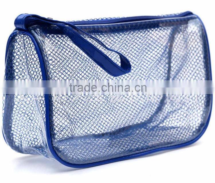 travel plaid washing bag PVC transparent cosmetic bag with handle