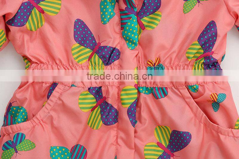 orange color Germeny style outerwear girl kids trench coat children's winter jackets