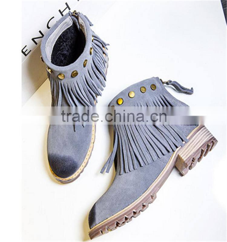 2.5cm woman brown tassel ladies boots fashion lady winter boots for 2013-2014