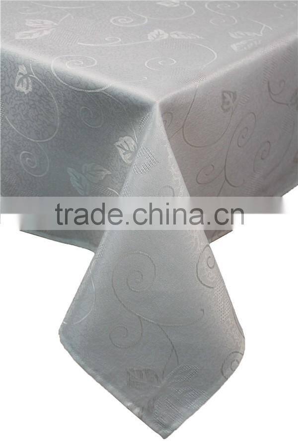 Hot Sale Soild Color Jacquard White Polyester Tablecloth