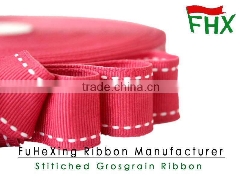 wholesale 5cm black and white stitched grosgrain ribbon