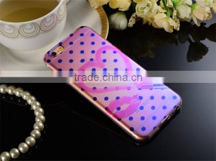 heart design fashion soft ultra thin tpu blue light case for iphone 6s 4.7