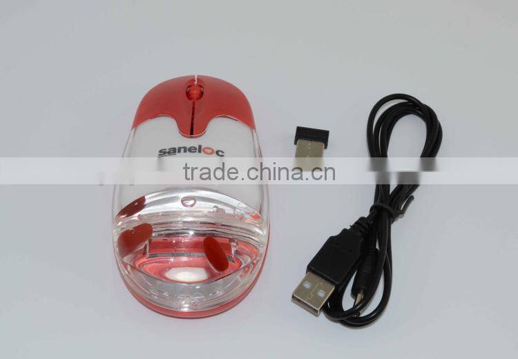 Computer Gift Wireless Liquid Aqua Mouse With Rechargeable Lithium Battery