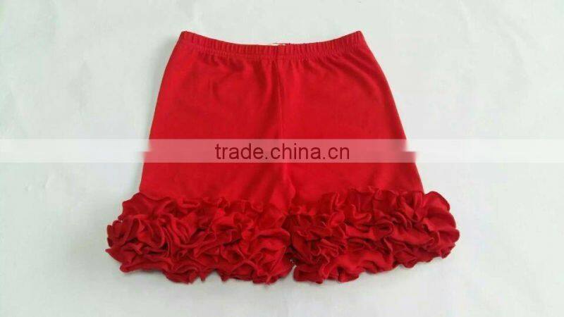 Wholesale baby ruffle shorts soft knit cotton baby icing ruffled shorts
