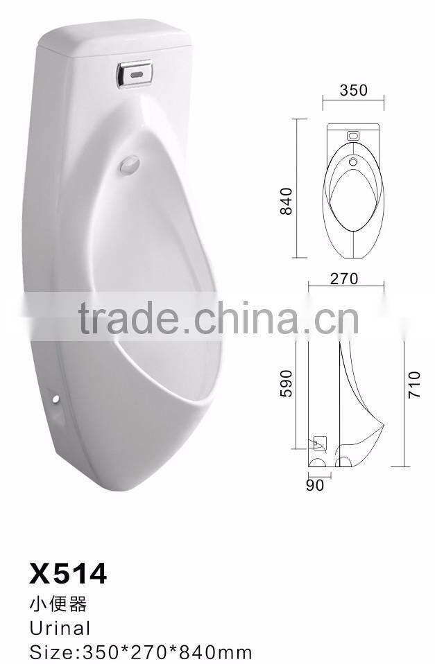 514 New Design Chinese Ceramic Sensor Urinal Wall Mount Plastic Urinal