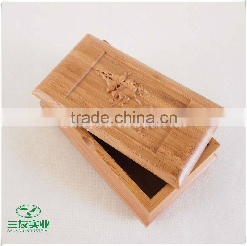 2016 newly good strength Natural Bamboo Jewelry Box with Carvings