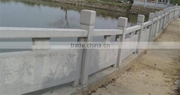 polished dark grey granite bridge handrails carving